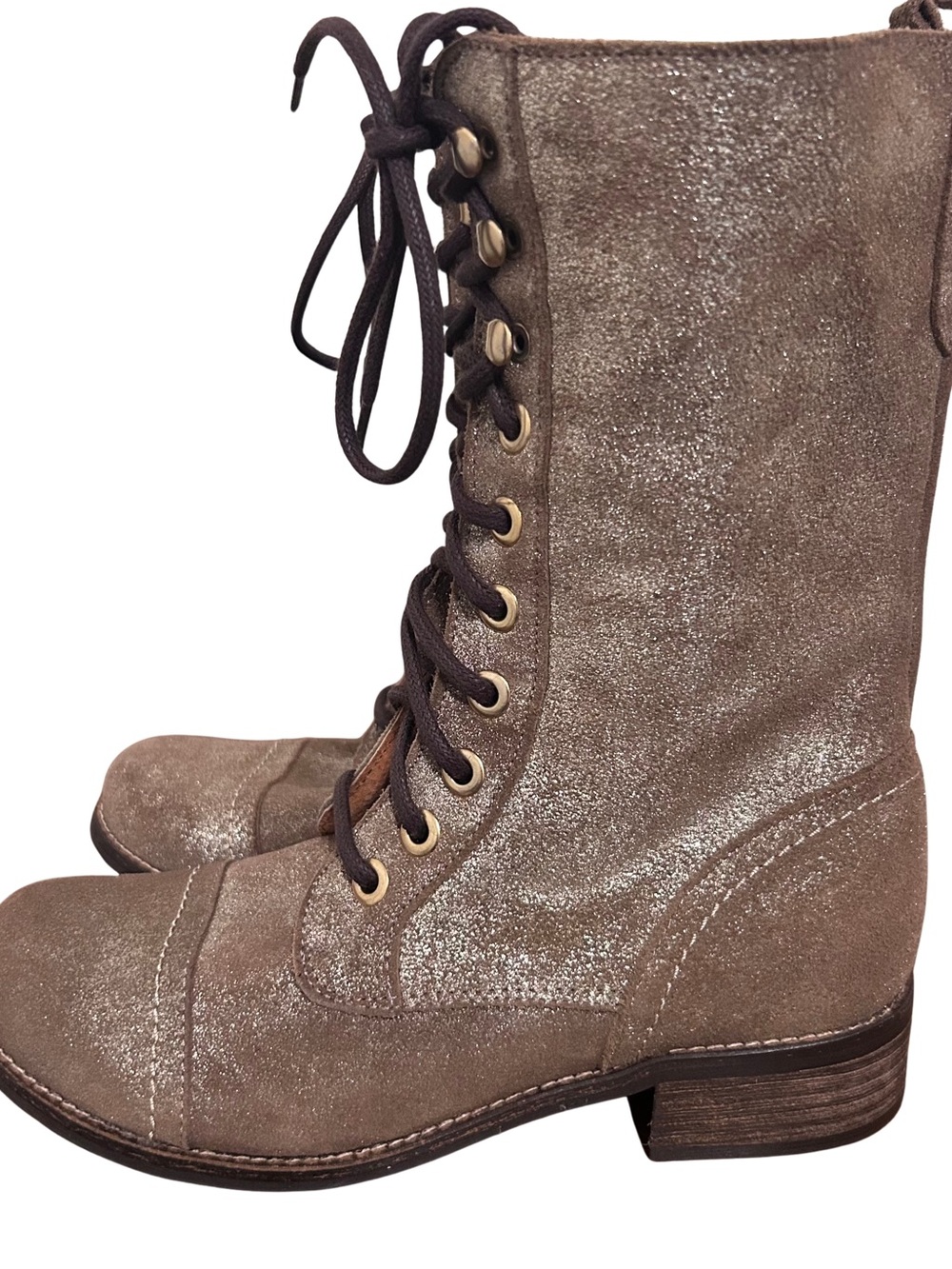 ❤️MAKE OFFER❤️ Unity in Diversity Brown Leather Gold Metallic Combat Boots 39